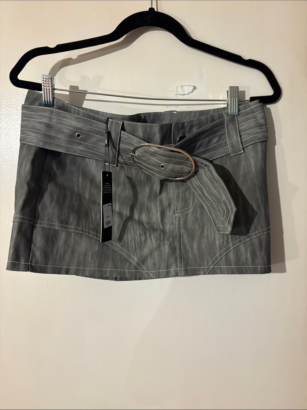 Fashion Nova Grey Faux Leather Micro Mini Skirt